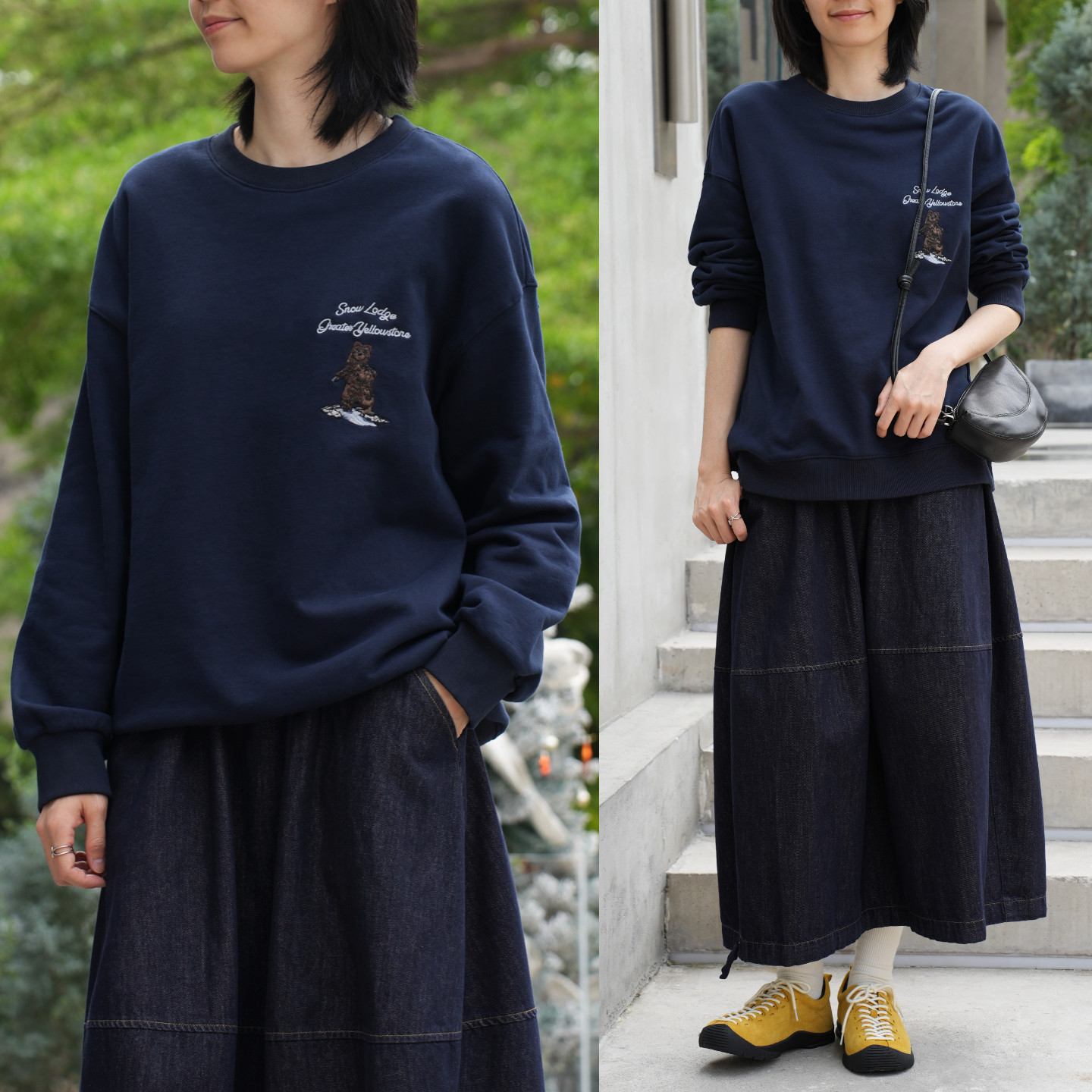 380g全棉小熊字母印花套头卫衣 女士宽松休闲落肩圆领上衣k