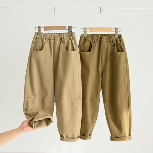 中大童男女纯棉哈伦裤工装裤长裤