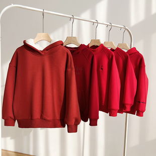 新年款 儿童红色卫衣系列 一体绒男童女童加绒上衣 中大童 冬款