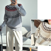 女装 无补 毛衫 冬款 女士半高领立体提花毛衣 羊毛厚款