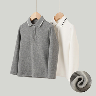 学院风 儿童加绒POLO翻领卫衣 男女童长袖打底衫中大童秋冬款童装