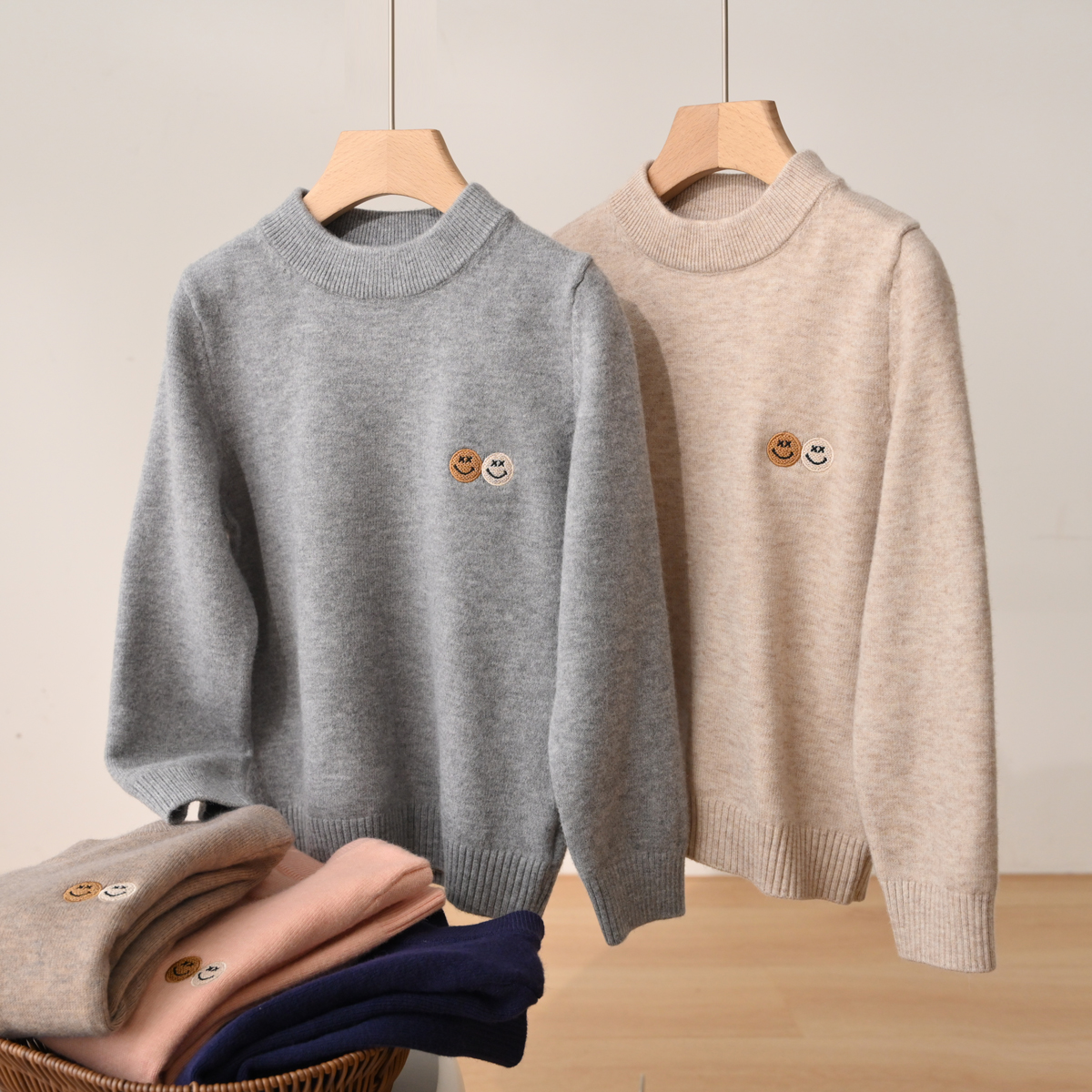 水沐良品A类儿童圆领毛衣秋冬