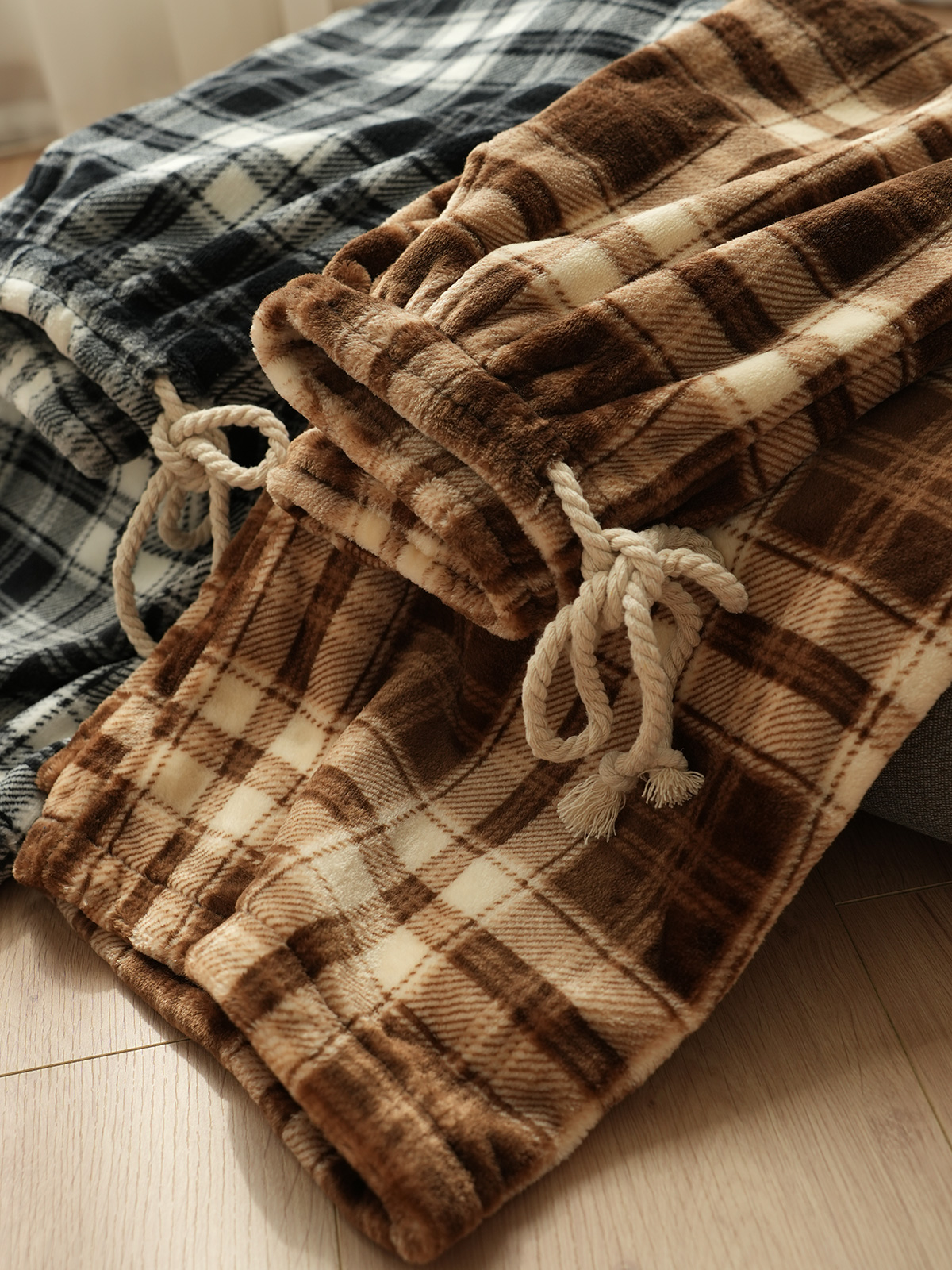 家居服珊瑚绒厚款冬季保暖睡裤