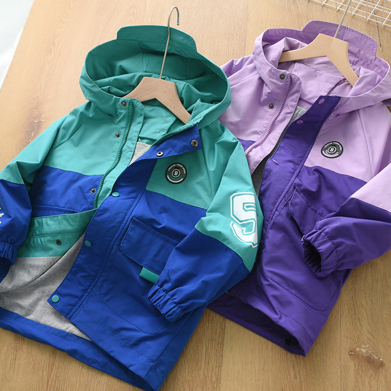 아동용 더블 레이어 윈드 브레이커 재킷 소년 소녀 지퍼 가디건 중대형 아동 후드티 봄 가을 산동 온라인 스토어 아동복