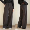 棉+莱赛尔 女士保暖抓绒酷飒弯刀裤 四面弹阔腿牛仔裤女裤 冬款k