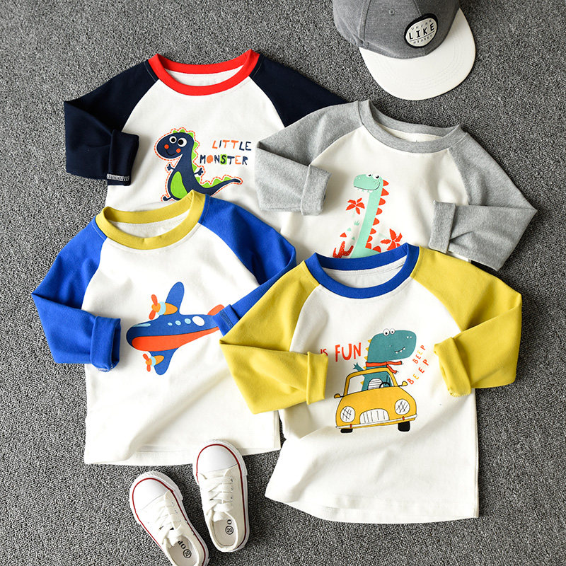 卡通纯棉T恤 儿童插肩袖长袖上衣 男童女童圆领打底衫,童装/婴儿装/亲子装,T恤,淘宝优惠券,粉丝福利购,淘宝优惠卷