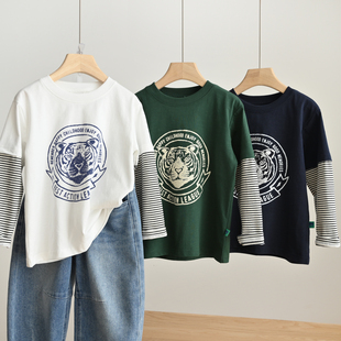 T恤衫 男童圆领假两件 打底衫 A类 童装 儿童长袖 春秋款 170大童