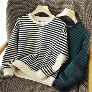 170-180码 儿童色织条纹卫衣 男童女童圆领长袖 中大童春秋款童装