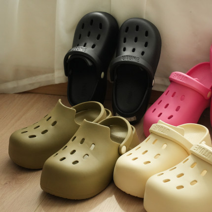 女士厚底洞洞鞋 防滑穆勒鞋 外穿沙滩鞋 包头凉拖鞋 女鞋 夏款