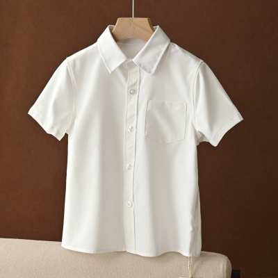 A类儿童纯白短袖免烫校园衬衣180