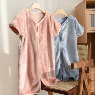 加厚 软绵绵好温暖 儿童短袖绒睡袍 男女童睡袋 防踢马甲被 冬款