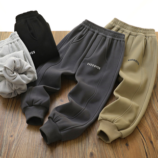 170码 儿童加绒运动裤 男童女童一体绒保暖卫裤 中大童秋冬款童装