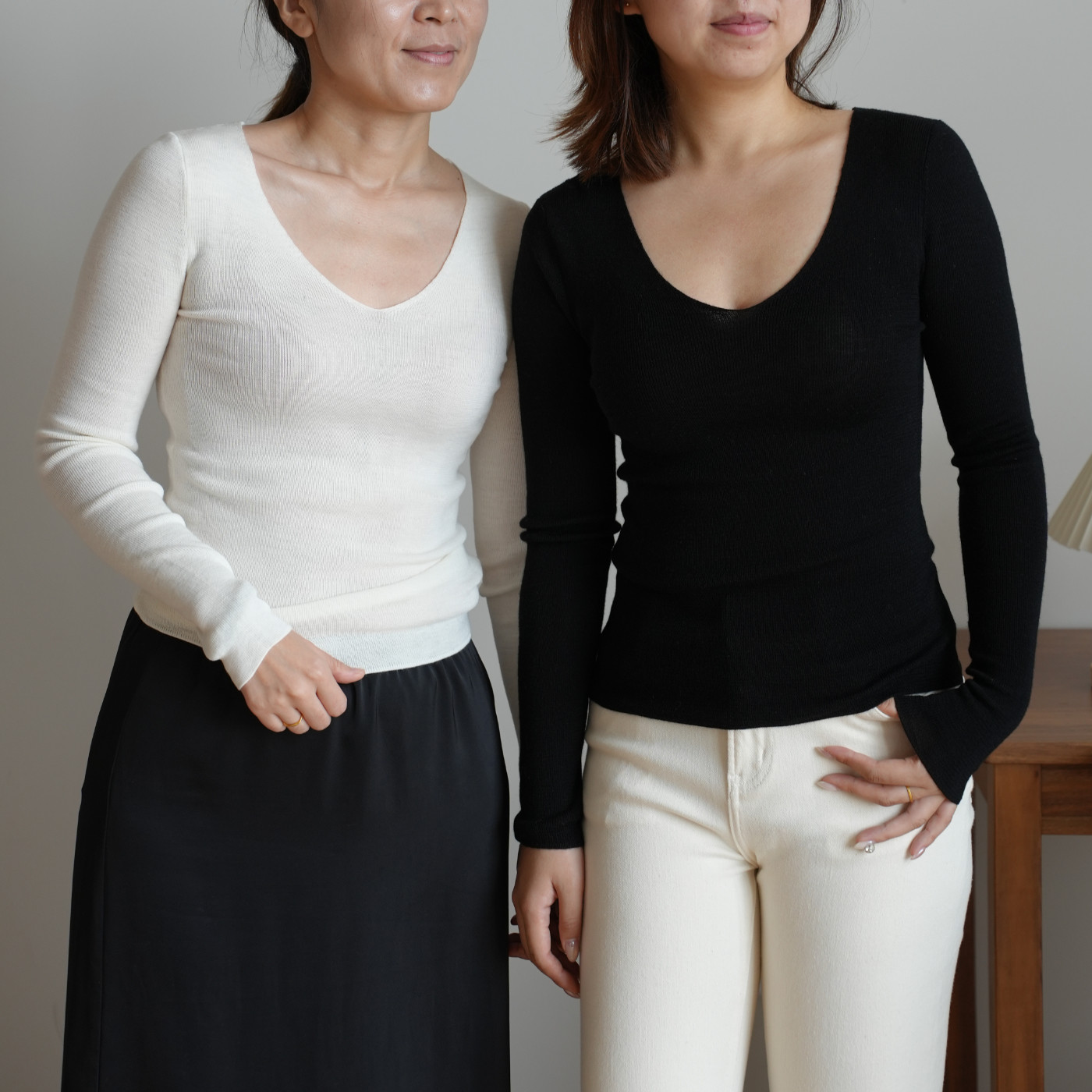扬子纱线 48支女士全羊毛V领毛衣 修身基础打底衫 女装 秋冬款