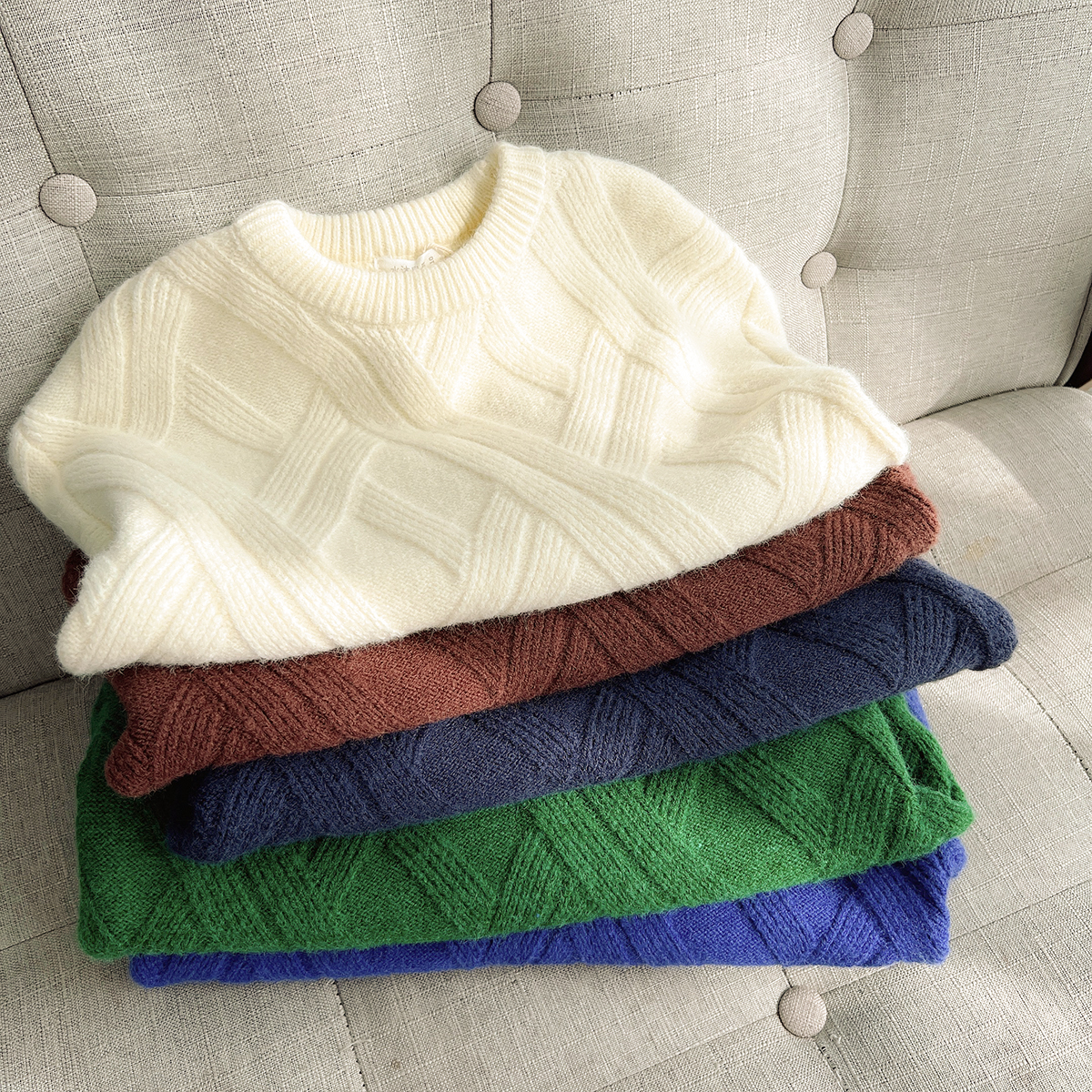 水沐良品秋冬儿童圆领毛衣针织衫