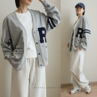 男女士V领毛圈外套 情侣款 宽松卫衣 青少年春秋款 A类 男装 学院风