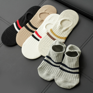条纹运动袜 运动短筒船袜 船袜 女士棉短袜 隐形袜 不掉跟