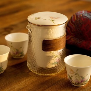 补货到 便携式办公室陶瓷茶具小套装 随身泡茶壶单人茶杯一壶三杯