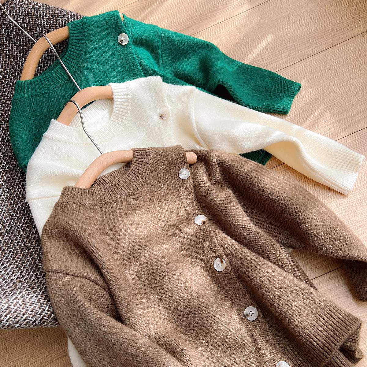 特儿童德钻绒针织毛衣男童女童斜襟保暖开衫中大童 外套 秋冬款