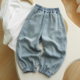 中大童夏款 男童女童轻薄休闲裤 儿童莱赛尔收口牛仔裤 175软软