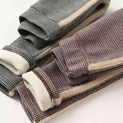 女童加绒裤儿童千鸟格保暖长裤