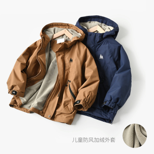 170中大童童装 加绒加厚 男女童连帽保暖运动上衣 儿童摇粒绒外套