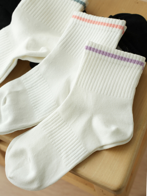 手工对目中筒袜子水沐良品棉女士
