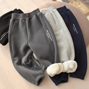 儿童加绒卫裤 男童女童一体奥丽绒收口运动裤 中大童 秋冬款童装