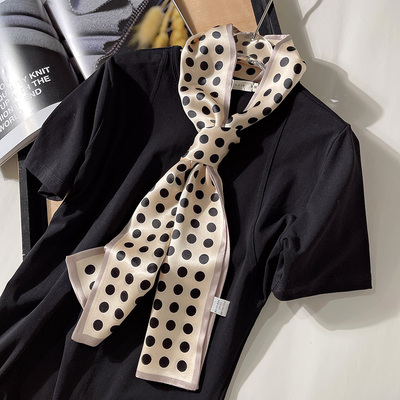 桑蚕丝波点女真丝围巾丝巾百搭