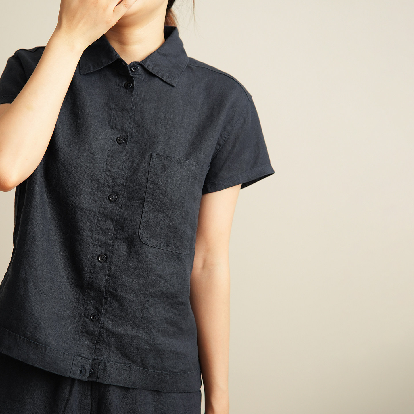 高感的藏青色 女士汉麻短袖翻领衬衫,女装/女士精品,衬衫,淘宝优惠券,粉丝福利购,淘宝优惠卷