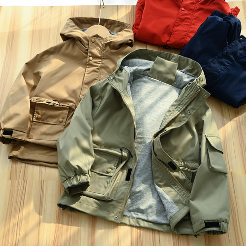 春秋连帽双层防风工装外套开衫