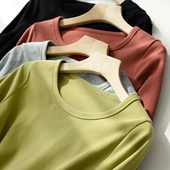 纯棉T恤衫 春秋款 圆领长袖 女士基础款 纯色打底衫 山东网店 女装