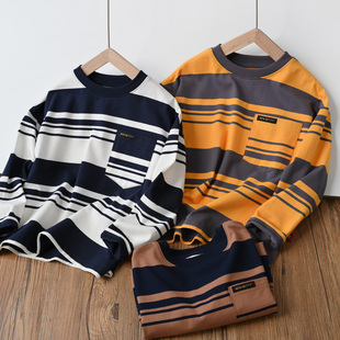 无补儿童条纹长袖T恤 男童女童宽松打底衫 中大童170码 春秋童装