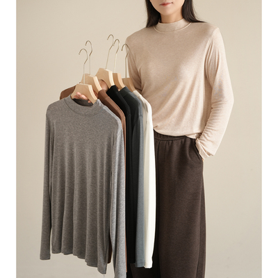 莱赛尔+羊毛女士半高领长袖T恤