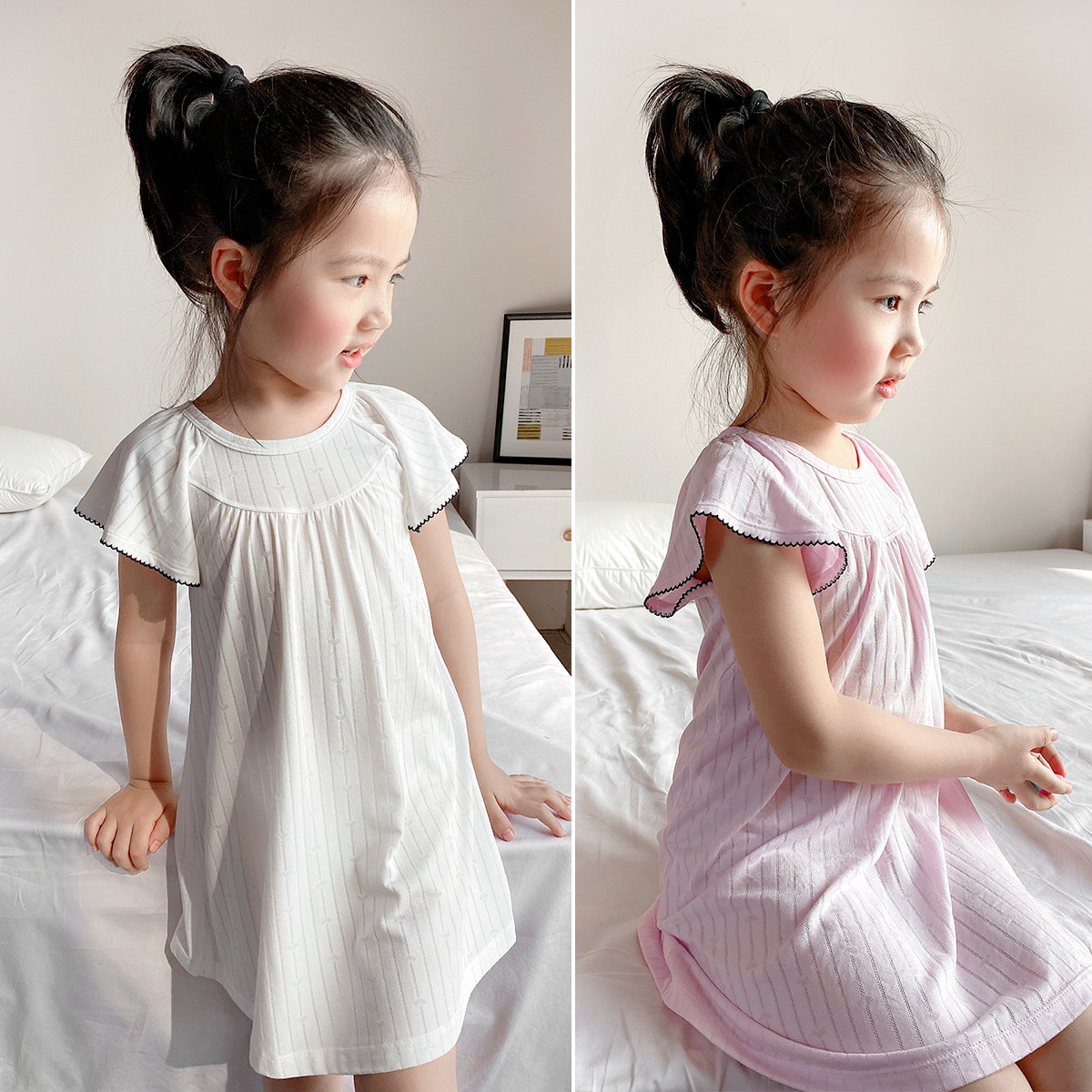 儿童兰精莫代尔家居睡裙连衣裙 女童柔软木浆纤维裙子中大童 新款,童装/婴儿装/亲子装,家居裙/睡裙,淘宝优惠券,粉丝福利购,淘宝优惠卷