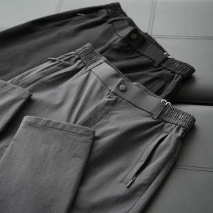 男士运动休闲锦纶长裤 通勤正装微弹直筒裤 半松紧腰男款 春秋k