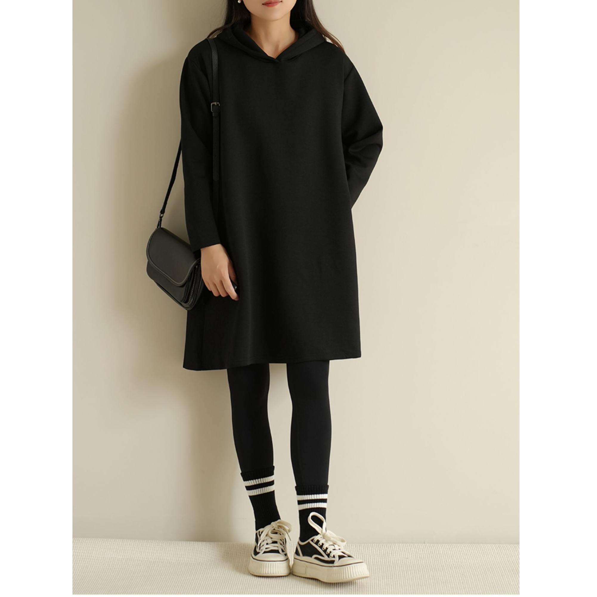 女士连帽长袖卫衣裙长款连衣裙