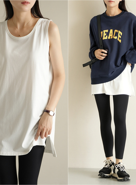 清凉索罗娜+莫代尔棉 A类 女士中长款背心 宽肩叠穿无袖打底女装