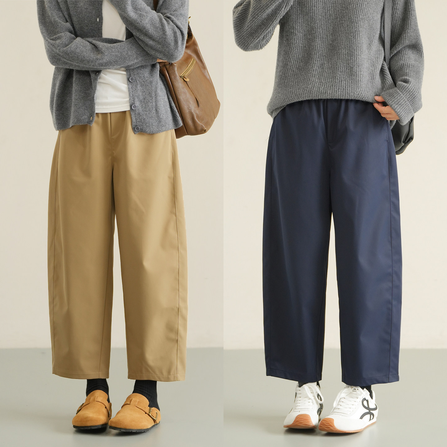 舒柔特抗皱进口面料 女士通勤西装裤 宽松镰刀九分裤 春秋款 女装