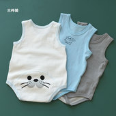 哈衣连体衣 三件装 新生儿无袖 三角爬服 包屁衣 婴幼儿纯棉短袖
