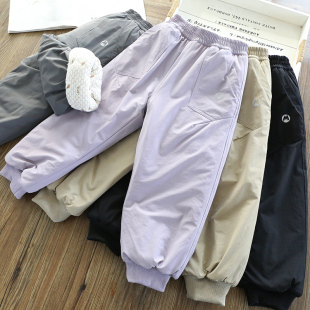 儿童加绒滑雪耐磨运动裤 女童防风保暖蚕丝棉裤 冲锋裤 一条过冬