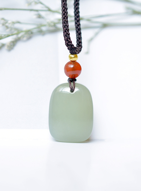 送朋友啦和田玉青海料老坑冰底晴水绿干净无结构平安牌子D15265