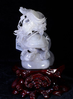 亏啦精工雕刻和田玉老坑料羊脂白玉带烟紫色细腻干净杂件摆件4491