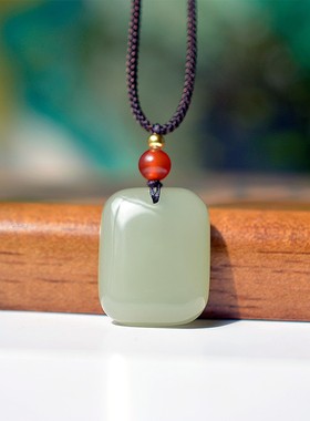 亏和田玉青海老熟料浅鸭蛋青色细腻无结构品相一流平安牌子D15078