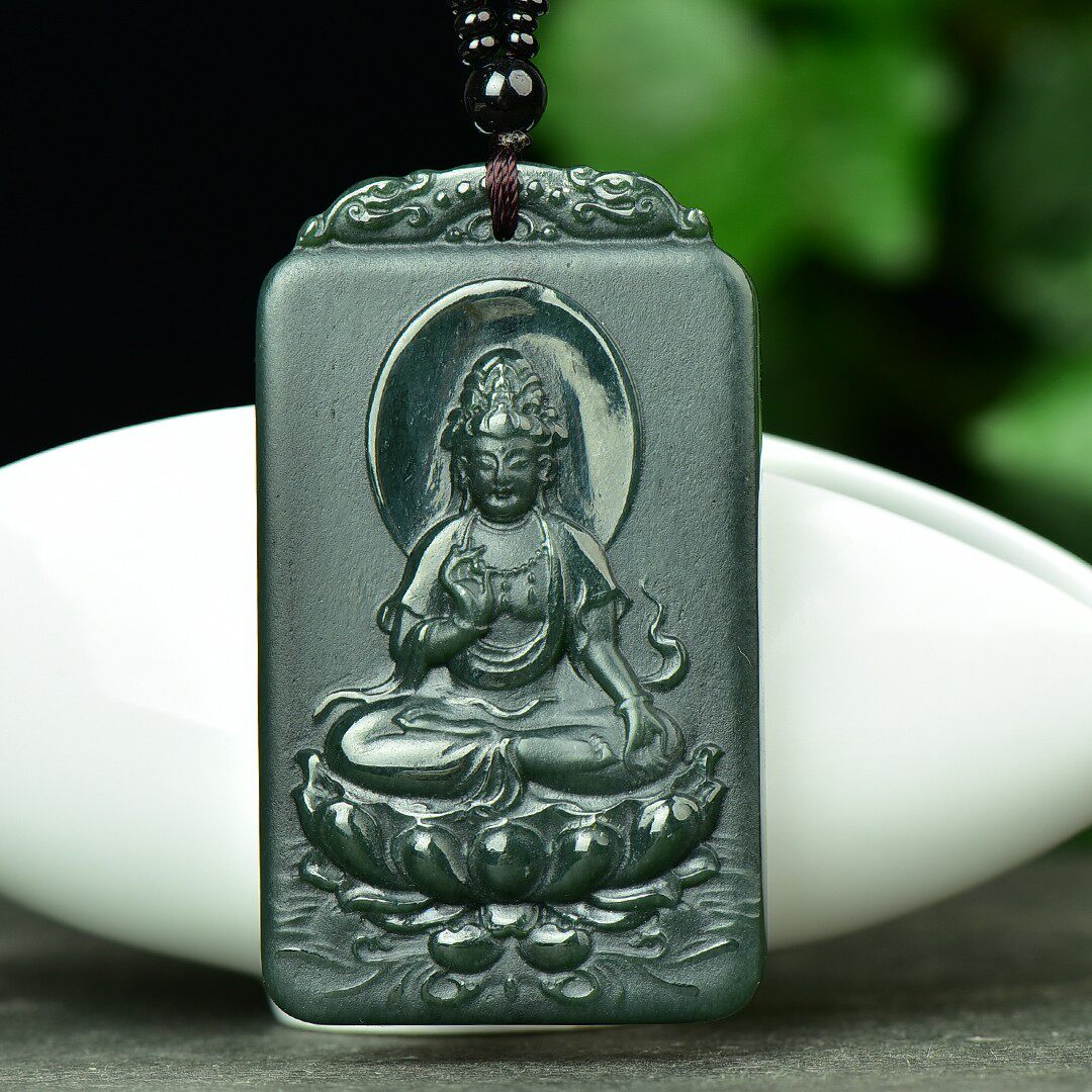 工厂直销和田玉老坑细料青玉玉脂温润工艺精湛吉祥观音牌子16012