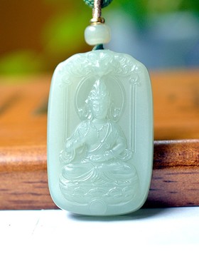 火爆款和田玉青海老熟高冰晴水色玉质干净精雕细琢观音牌子D15255
