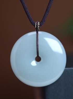 佩戴级精品和田玉青海料细润油冰白干净无结构男女款平安扣16139