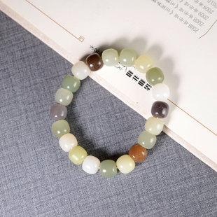 福利价佩戴级和田玉多宝糖料黄玉碧玉高冰高油可可完美老型手链JS