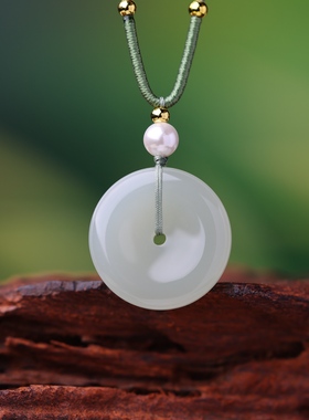 正品保真天然新疆和田玉青海料冰晴水平安扣吊坠男女款挂件16124