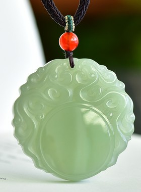 佩戴级精品和田玉青海镯心高冰湖水绿细腻无结构双龙平安牌D15019