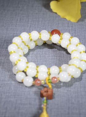 亏啦福利价和田玉青海料颗颗细白油润48颗卡10 男女款项链手链JS